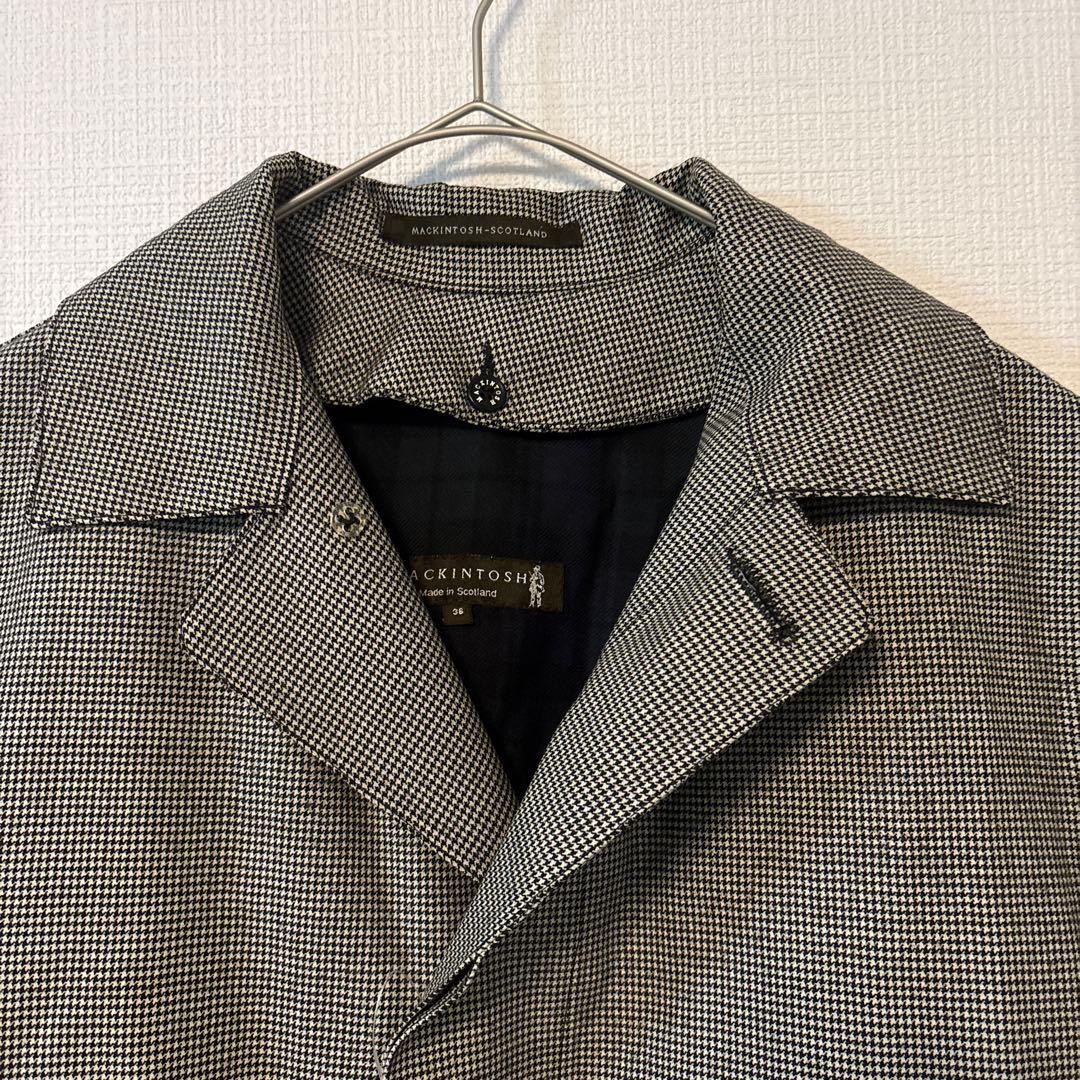 MACKINTOSH ゴム引き　ステンカラーコート 千鳥柄　バルマカーン