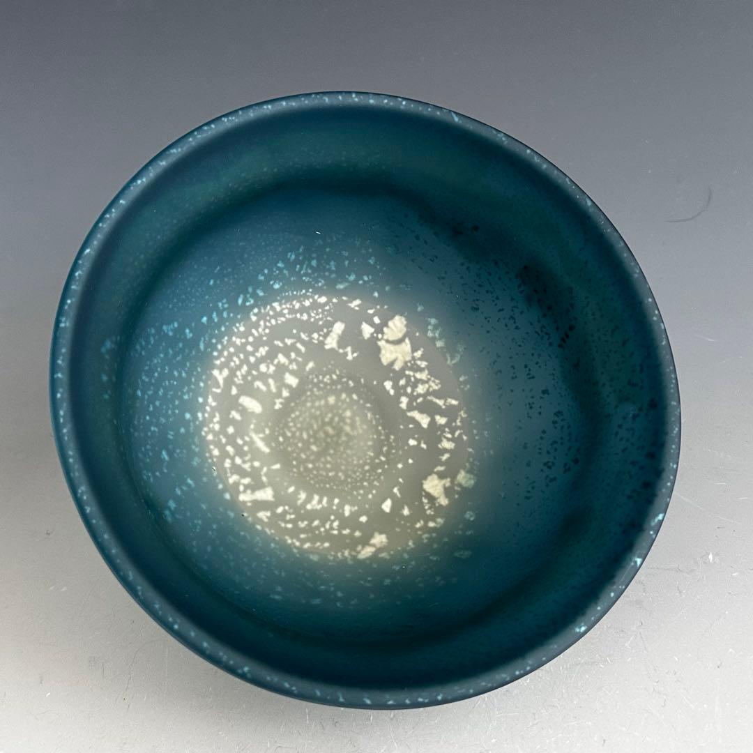 茶道具 彩色金銀箔入 クリスタル 茶碗 大川薫 共箱 ガラス 硝子 夏茶碗