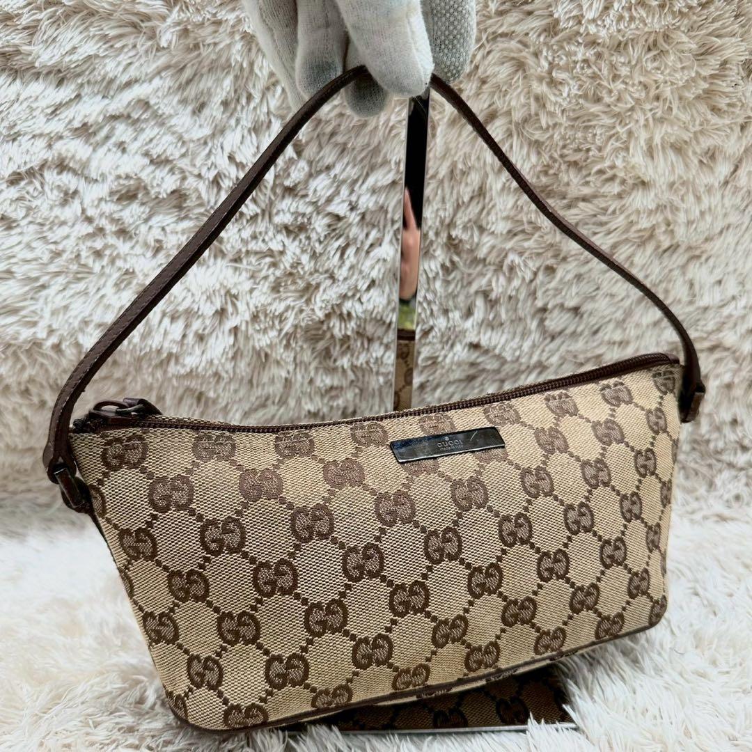 美品】 GUCCI アクセサリーポーチ キャンバス ブラウン GG柄 - メルカリ