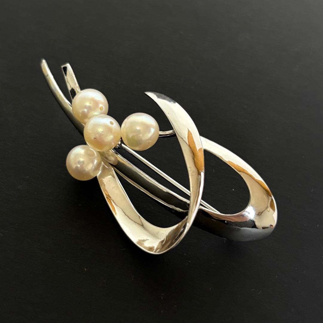【極美品】タサキ　パール　ブローチ　シルバー　コサージュ　4粒
