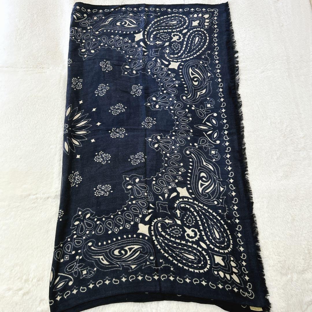 マニプリ　manipuri ペイズリー柄　ウールシルクストール　大判