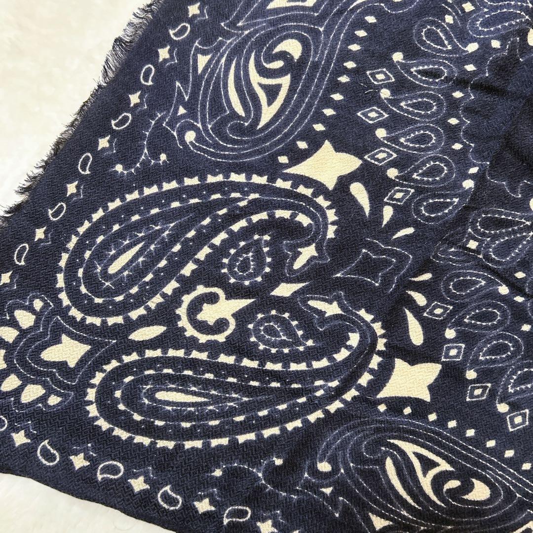 マニプリ　manipuri ペイズリー柄　ウールシルクストール　大判