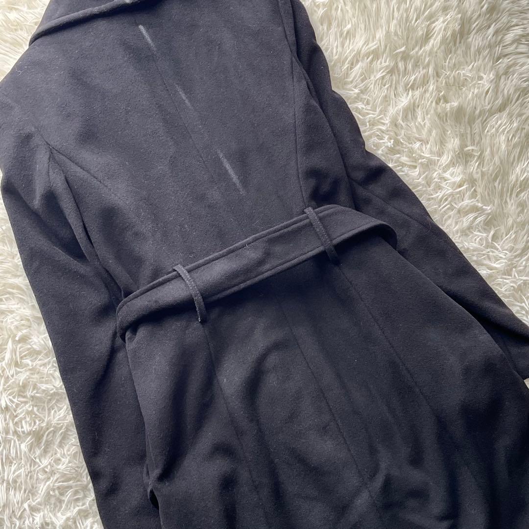 【美品】マックスマーラ ロングベルテッドコート アンゴラ混 ベルト 女優襟 L