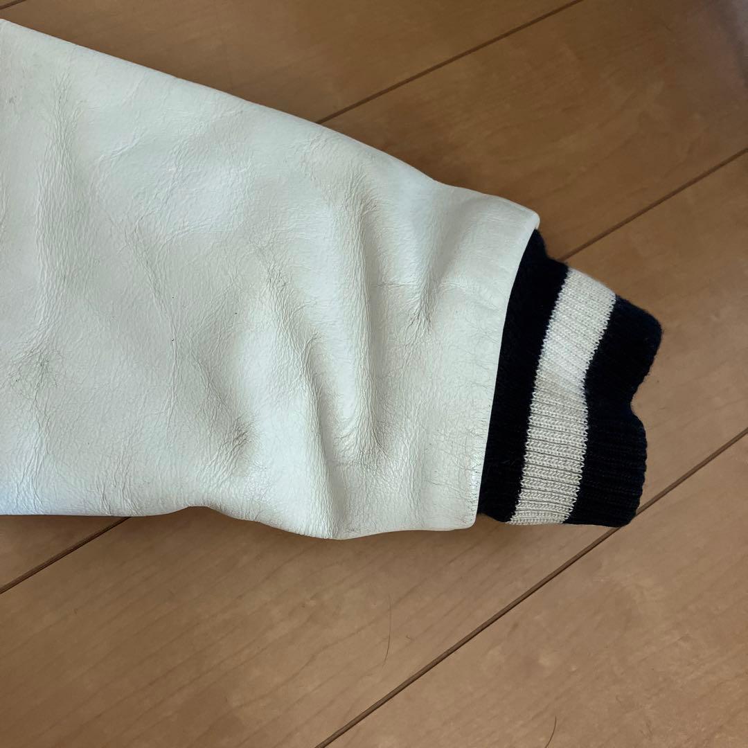 GRAND CANYON クロス 黒白 レザー ウールスタジャン　値下げ不可