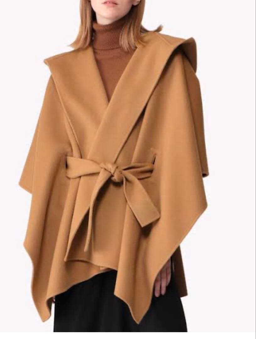 セオリーtheoryダブルフェイスポンチョ風ケープショートコート