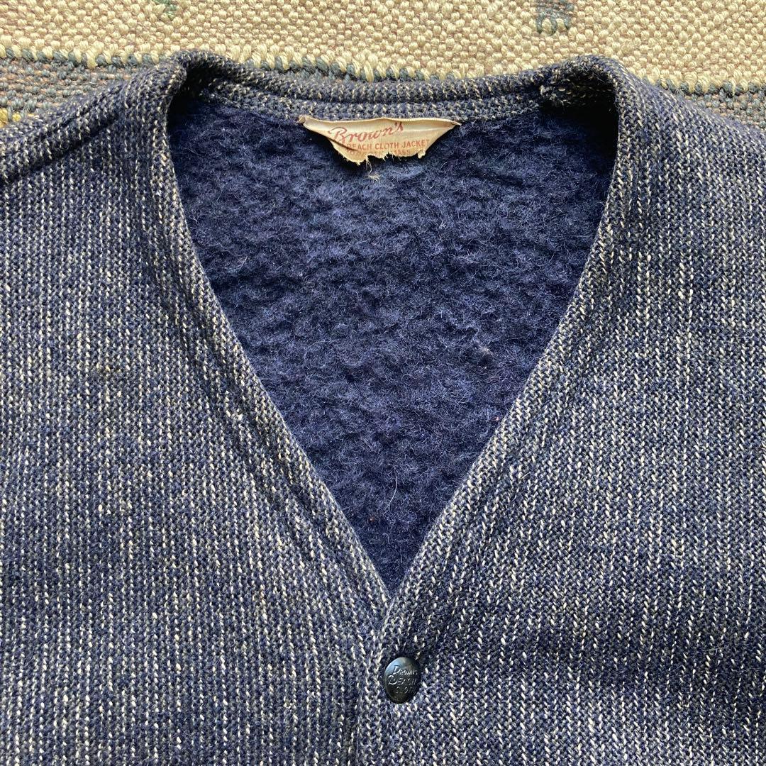 40s ブラウンズビーチ ノーカラー ジャケット カーディガン 30s 50s