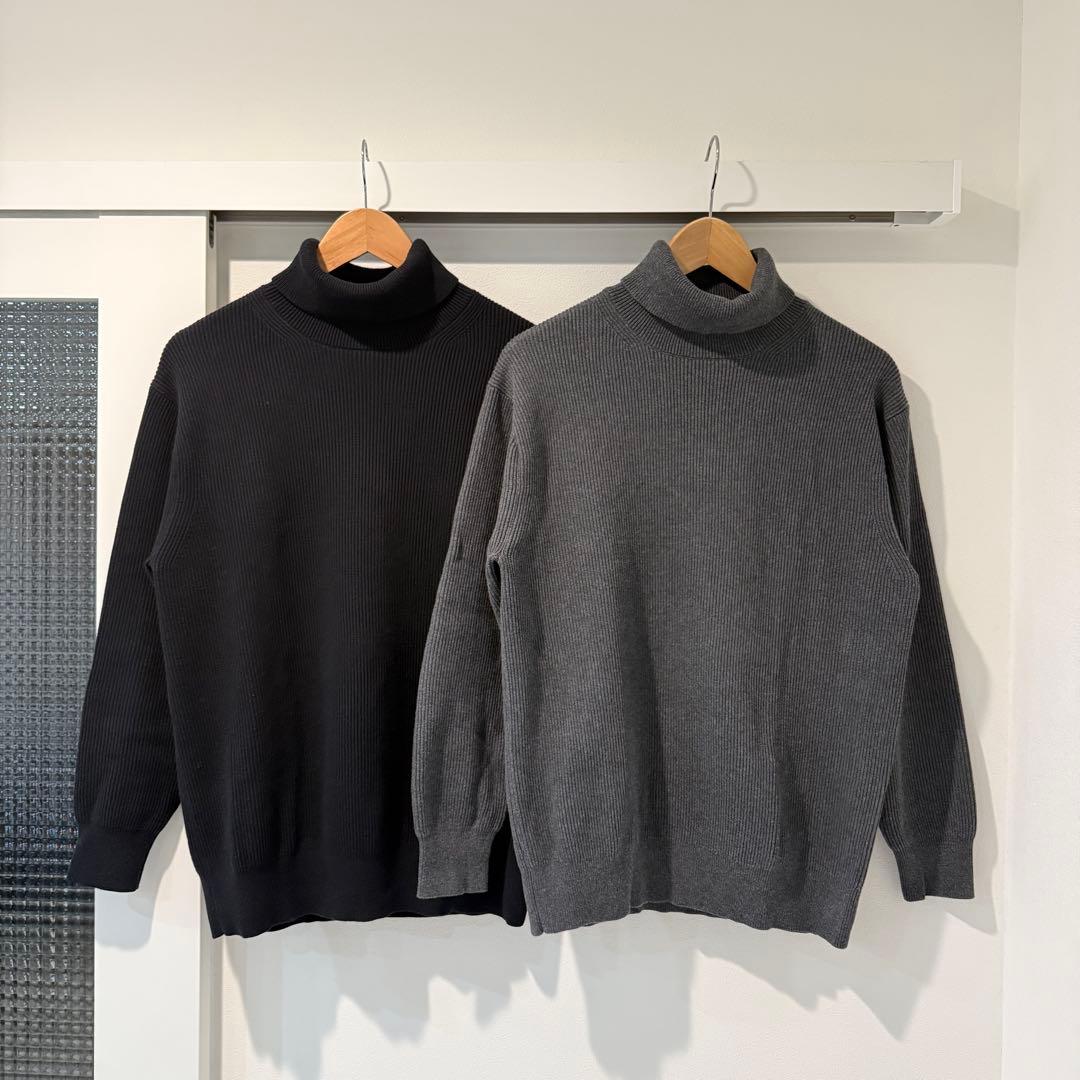 極美品◎グリーンレーベルリラクシング コットンタートルネック2枚セット M 綿