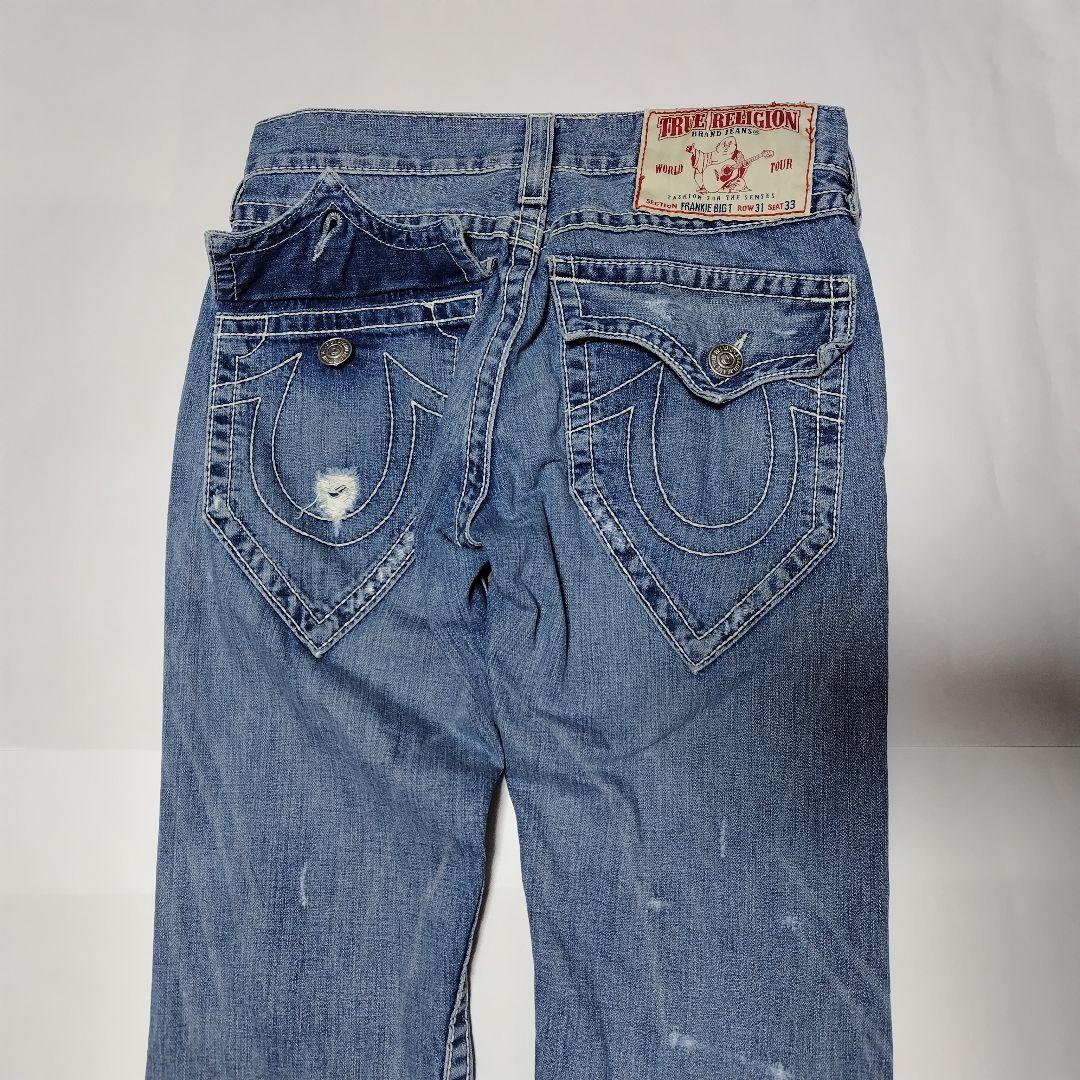 00s TRUE RELIGION フランキービッグティー 白糸 フレア デニ