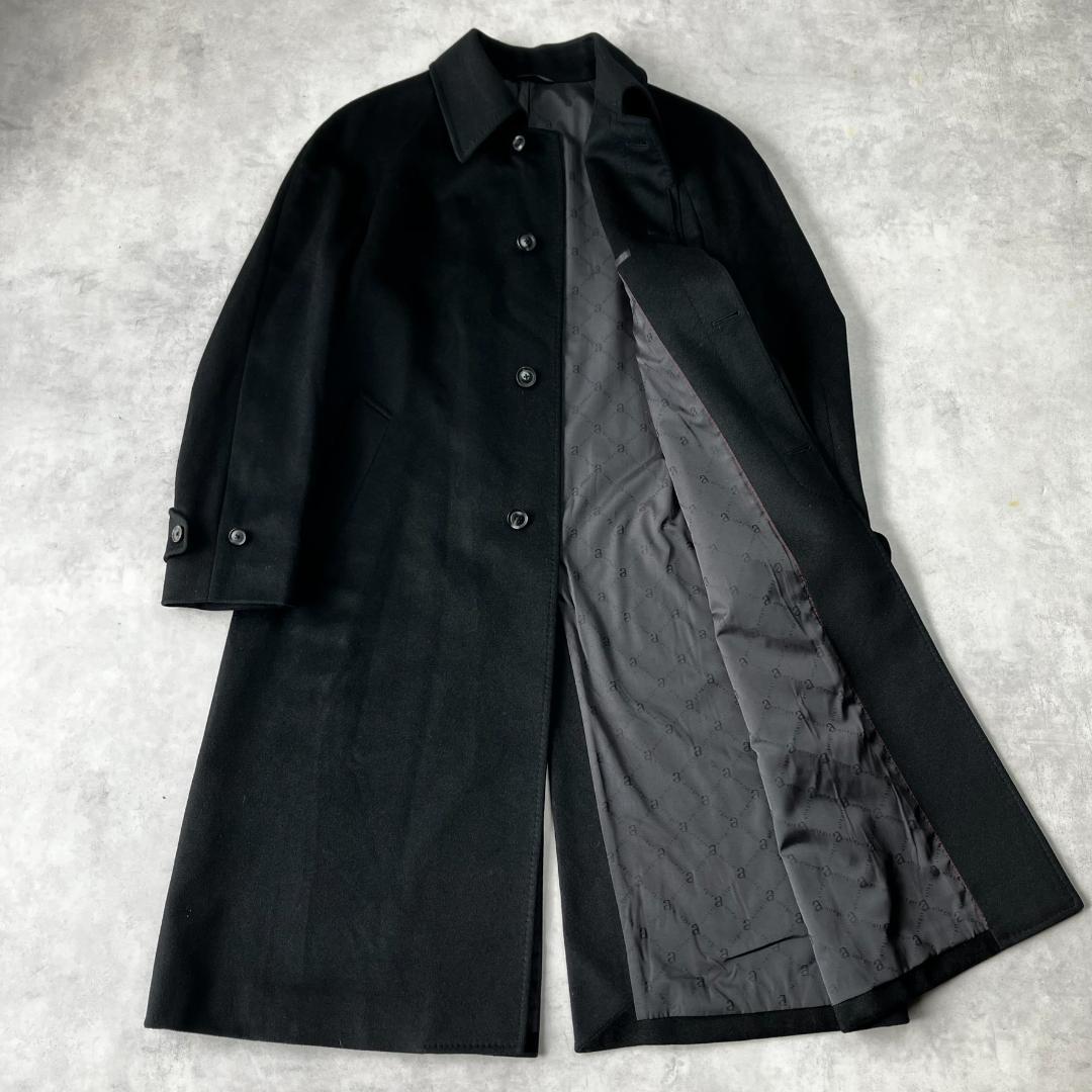 美品　アレグリ　カシミヤ100％　ステンカラーコート　メンズ　スーツ　黒　814