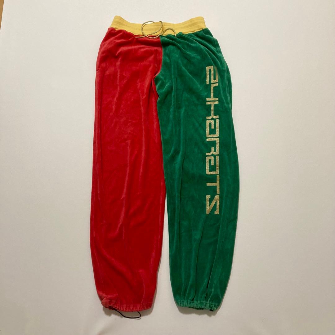 美品 24karats ベロア セットアップ L ラスタカラー 刺繍ロゴ 金