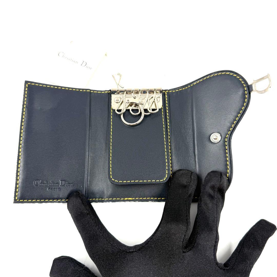 【未使用】Christian Diorトロッター柄サドル　6連キーケース