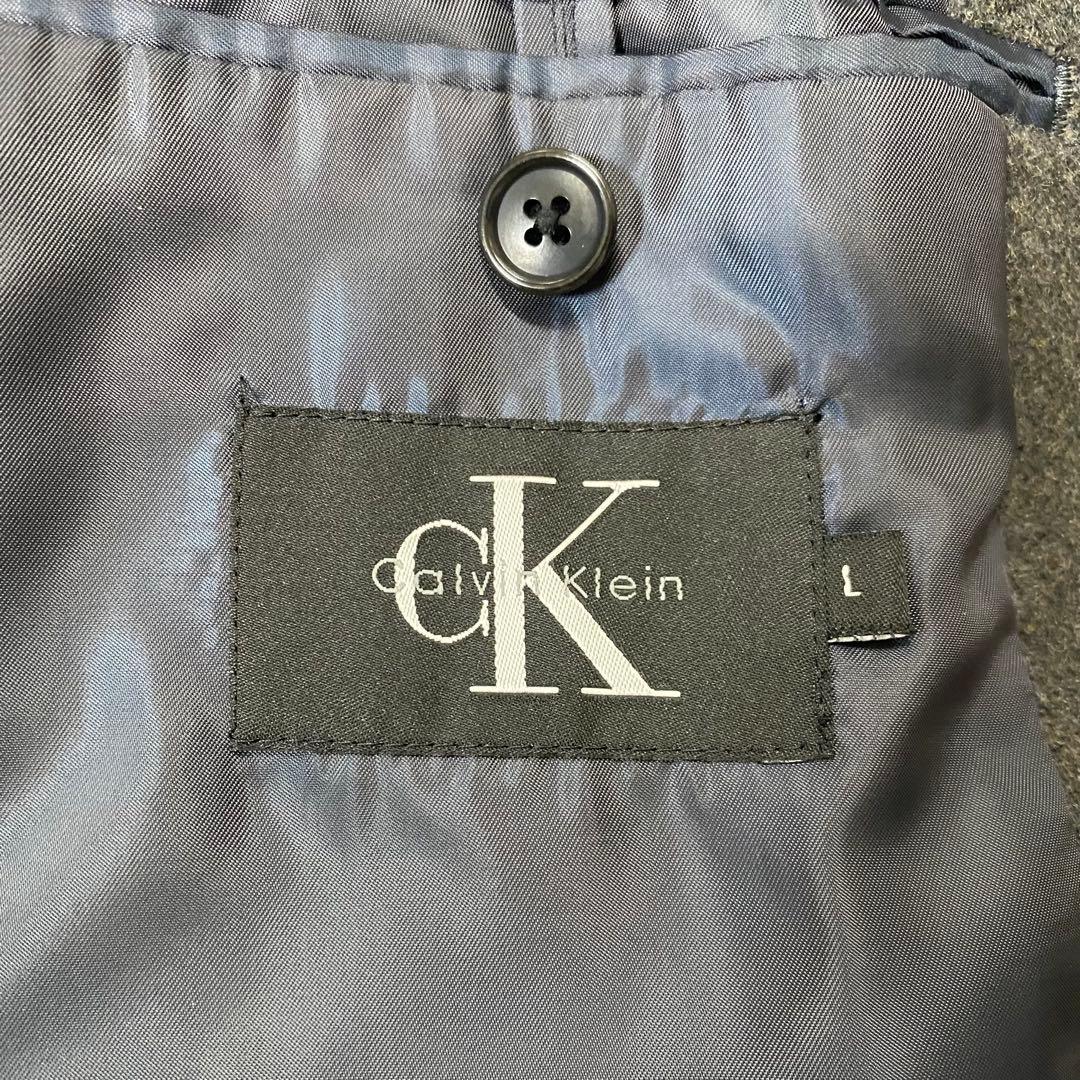   ウール チェスターコート 比翼仕立て　グレー　L