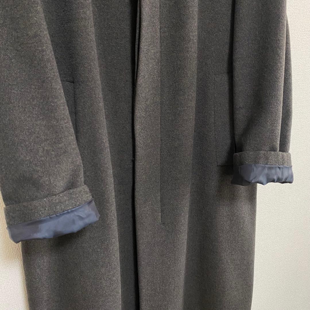   ウール チェスターコート 比翼仕立て　グレー　L