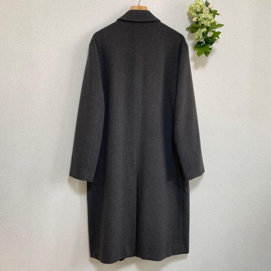   ウール チェスターコート 比翼仕立て　グレー　L