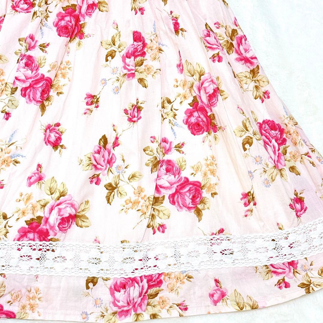 希少✨リズリサ ワンピース Aライン ビッグリボン レース 花柄 平成 y2k