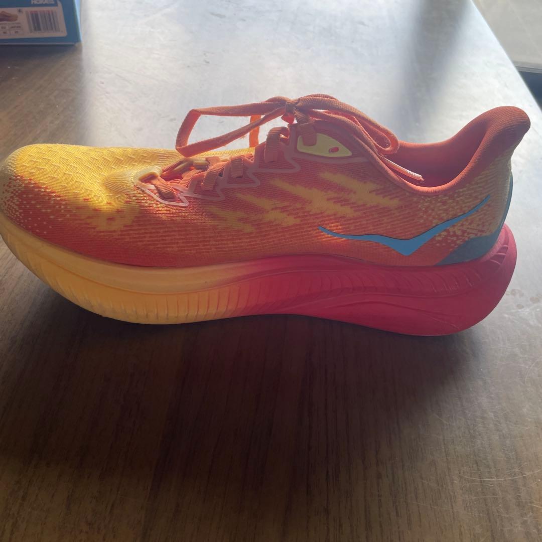 【中古】HOKA MACH6 ロードレース用に！イエロー/オレンジ　25cm