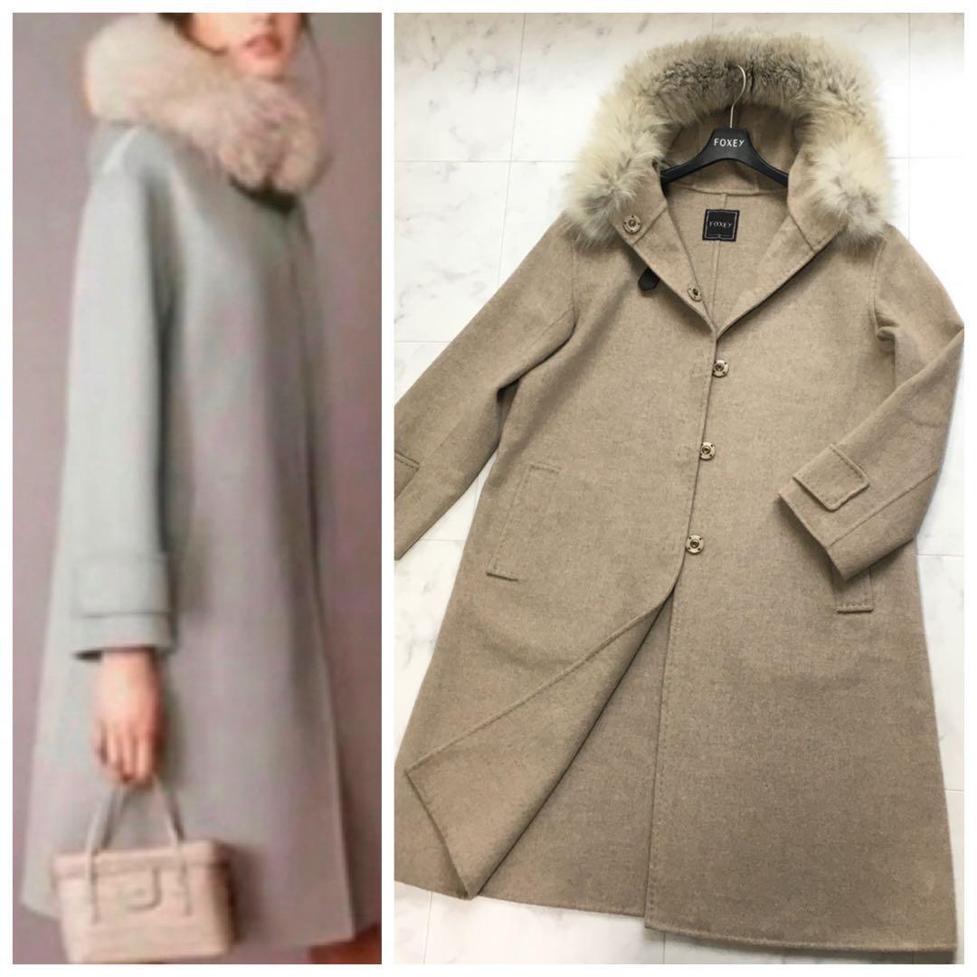 美品 定価45万円 FOXEY フォクシー カシミヤ100% ファー コート - メルカリ