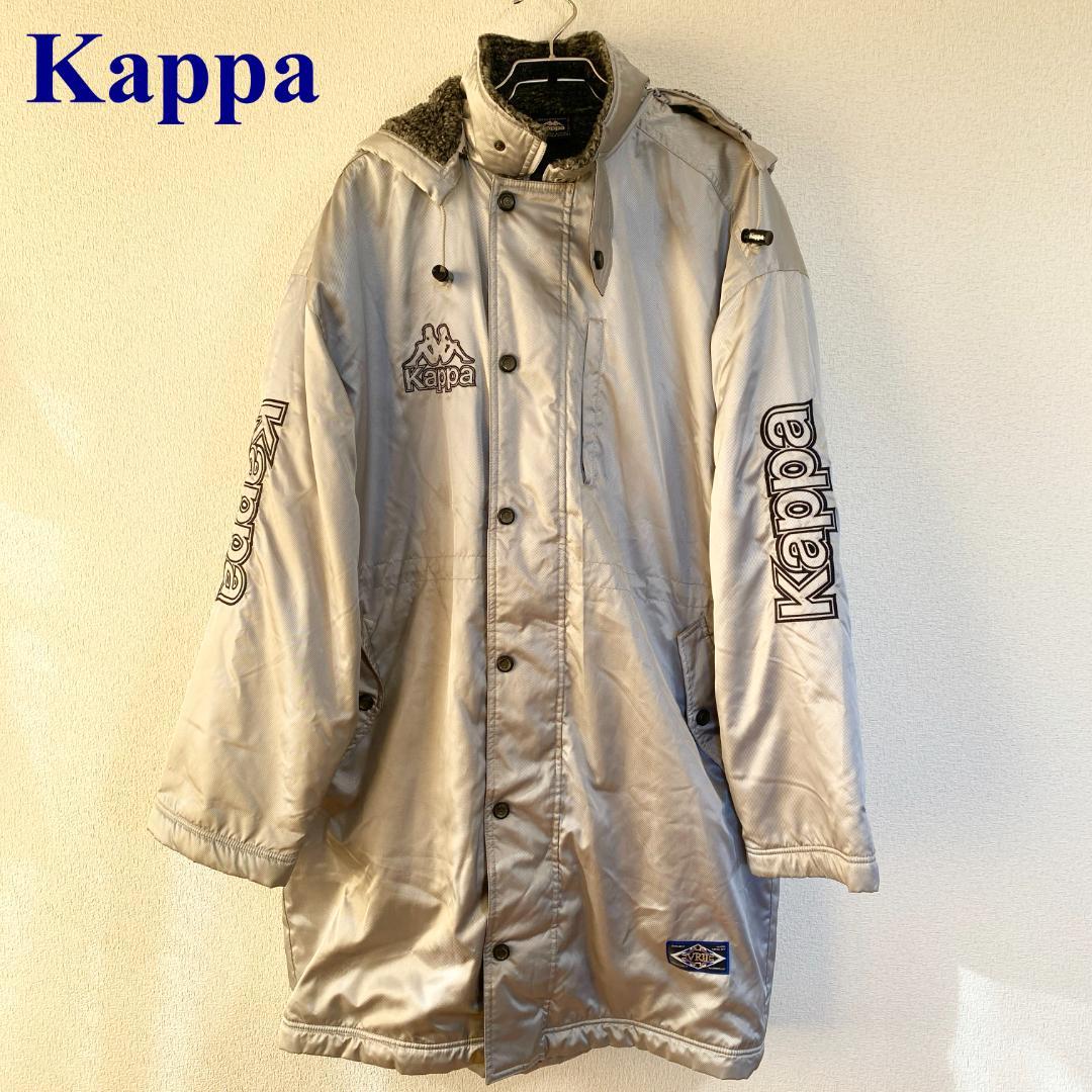 Kappa カッパ ベンチコート サイズL ビンテージ 裏ボア シルバー