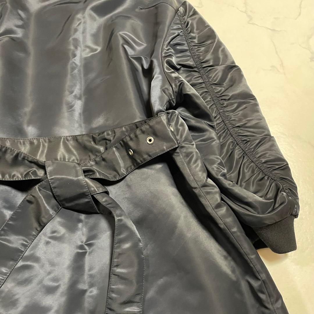 美品♪UNTITLED アンタイトル MA-1 ロングコート 中わた ネイビー