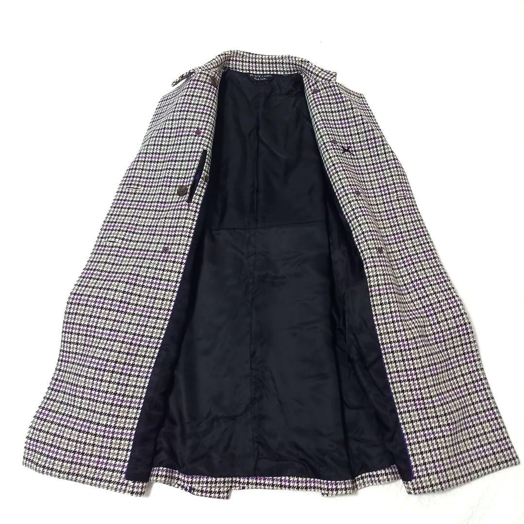 ポールスミス ブラックレーベル 千鳥柄ダブルブレストコート ベルト付き Aライン