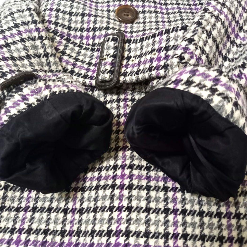 ポールスミス ブラックレーベル 千鳥柄ダブルブレストコート ベルト付き Aライン