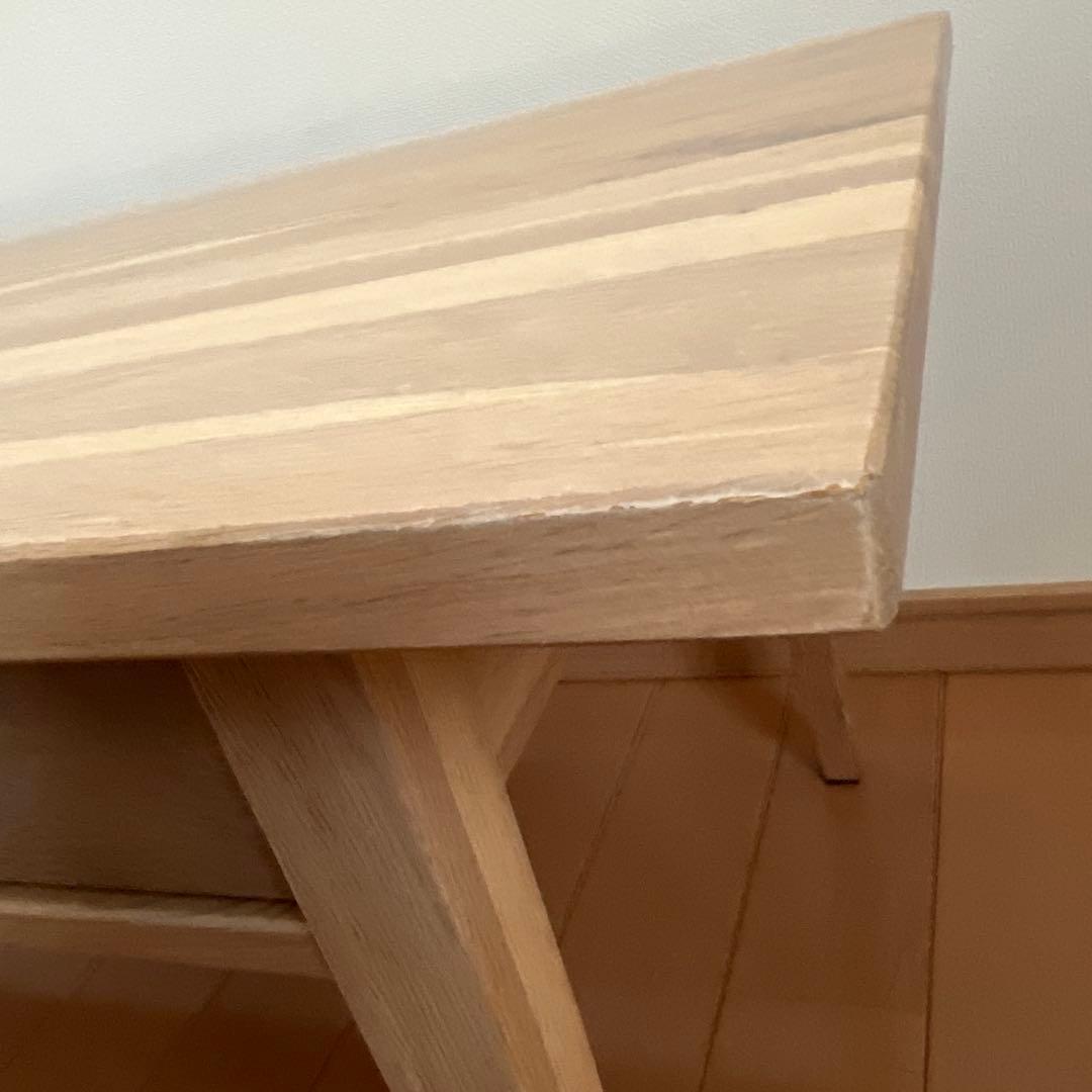 天然木　ホワイトオークナチュラルウッド　ローテーブル 引き出し付きテーブル