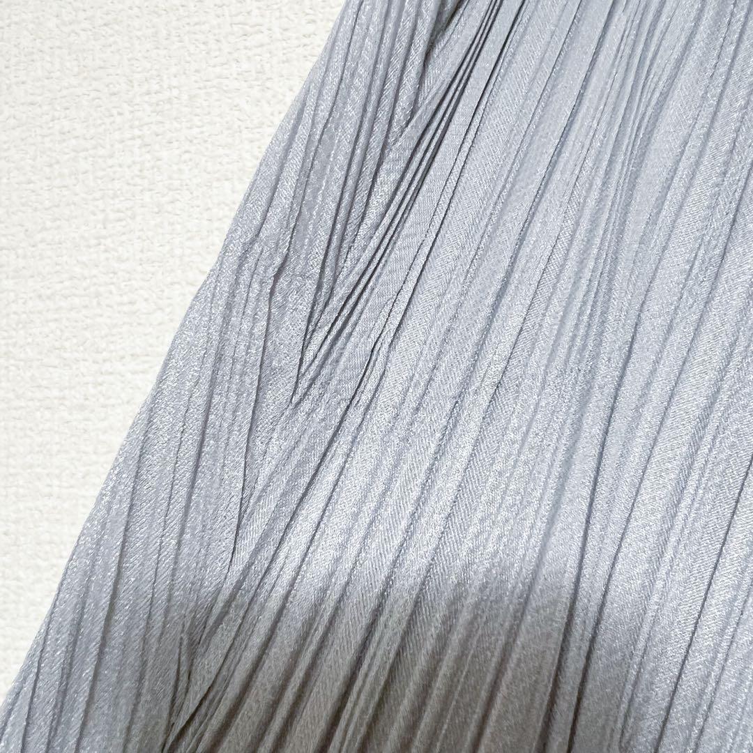 プリーツプリーズ　イッセイミヤケ　タック　ワイドパンツ　グレー　サイズ3