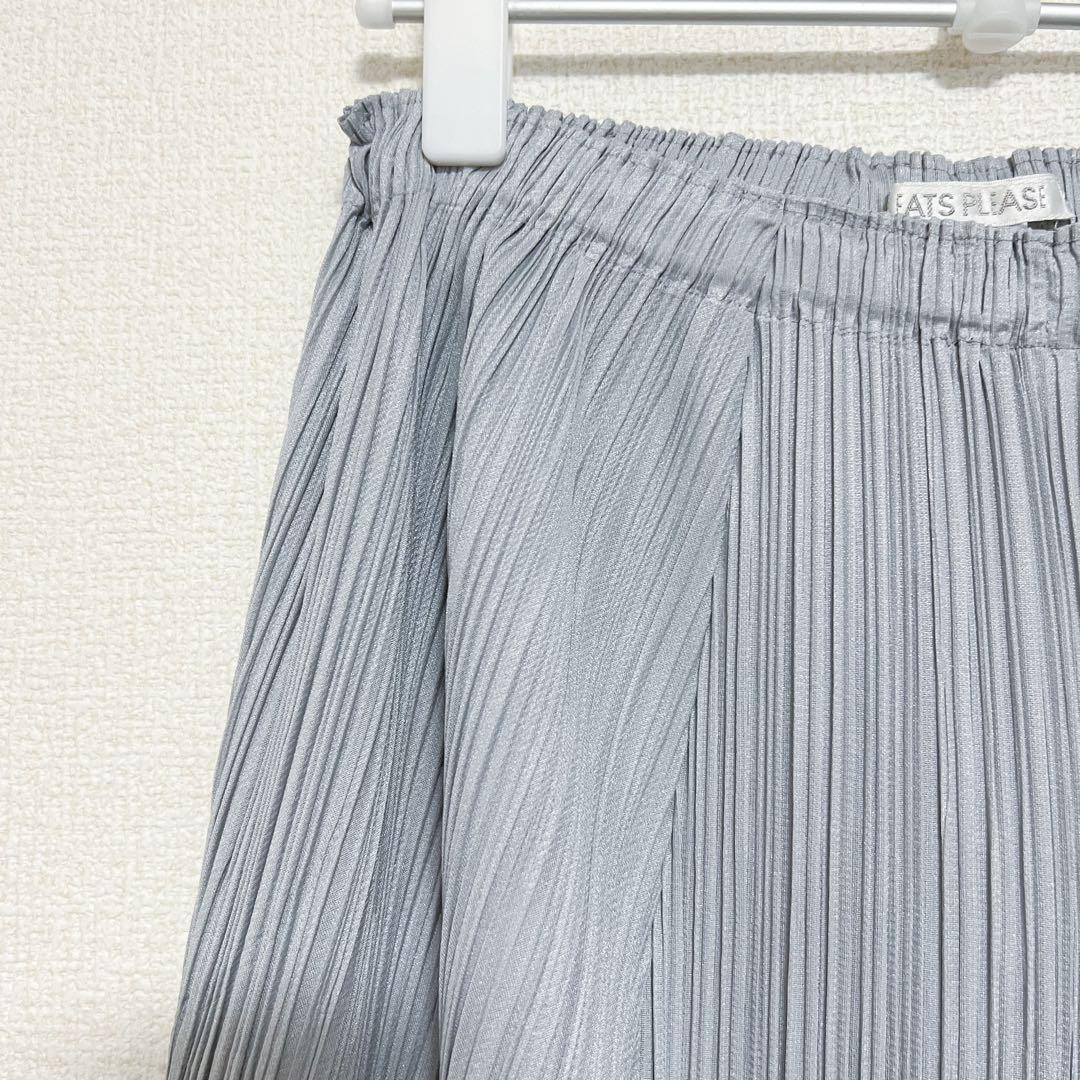 プリーツプリーズ　イッセイミヤケ　タック　ワイドパンツ　グレー　サイズ3