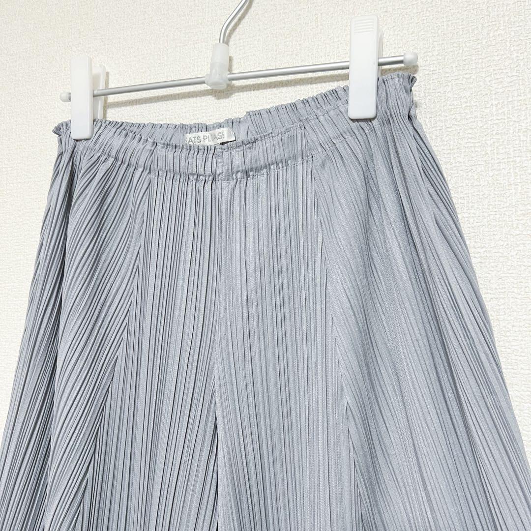 プリーツプリーズ　イッセイミヤケ　タック　ワイドパンツ　グレー　サイズ3