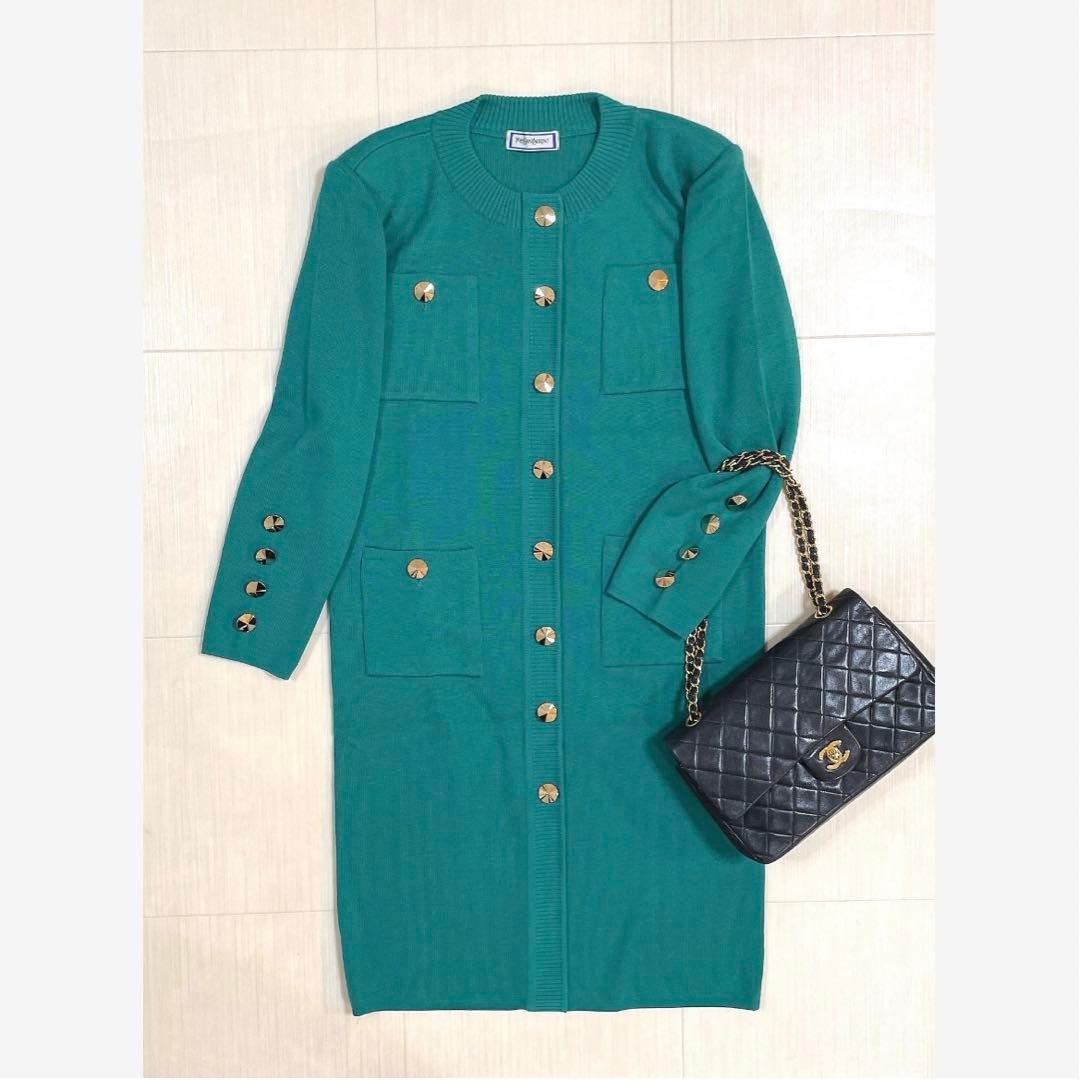 美品✨Yves Saint Laurent ニットワンピース シルク混ウール