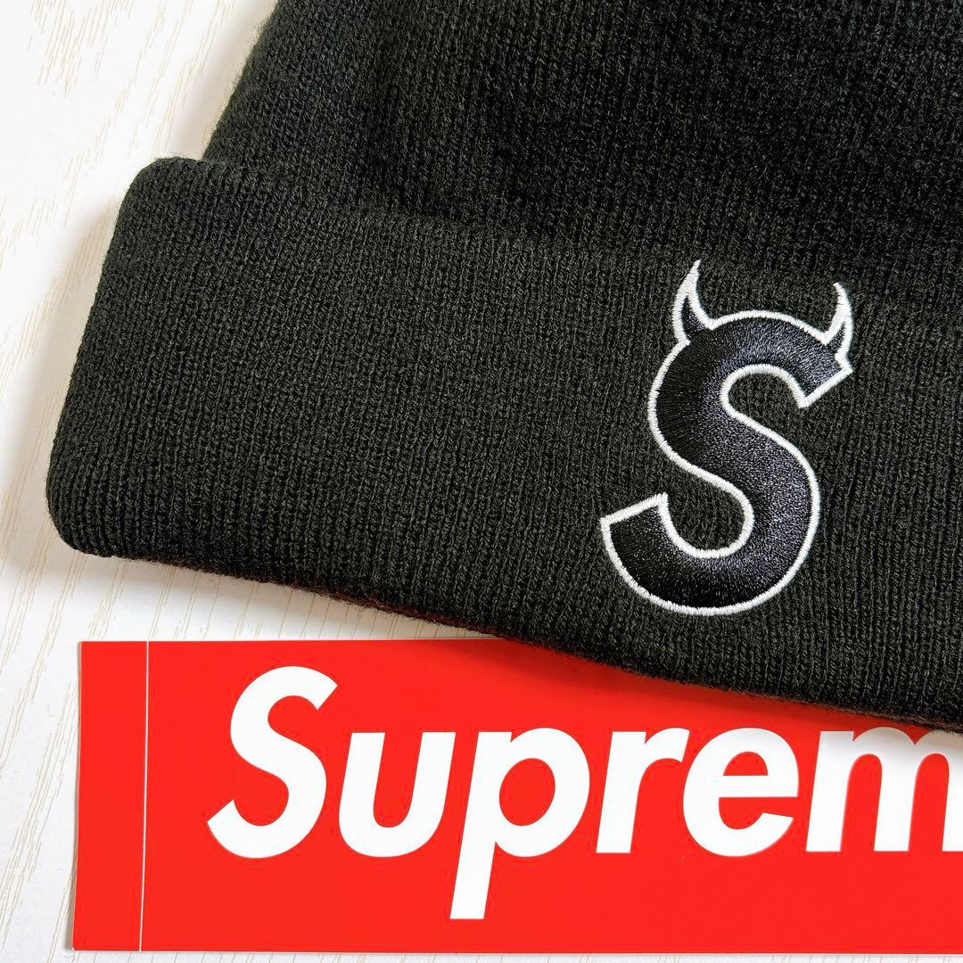 Supreme NEW ERA ニット帽　ビーニー　デビル　Sロゴ　ブラック　黒