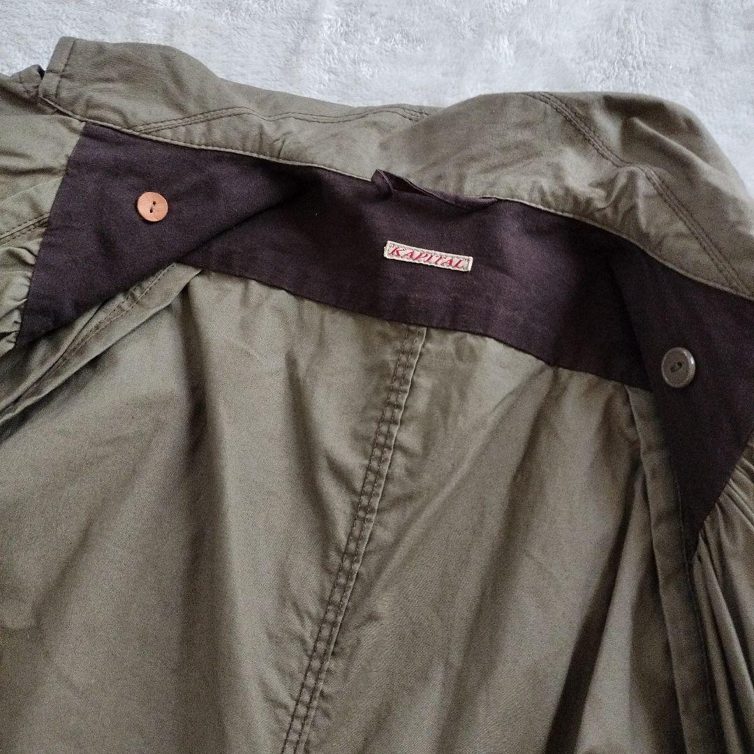 美品キャピタルkapitalジャケットギャザーカーキサイズ0