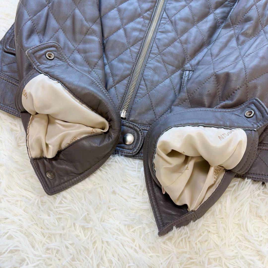 BALMAIN✨ラムレザー シングルライダース キルティングレザー 稀少色 L