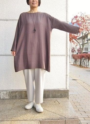 ヨーガンレール☆ウール二重ゆったりチュニックOP☆グレイッシュパープル☆美品です