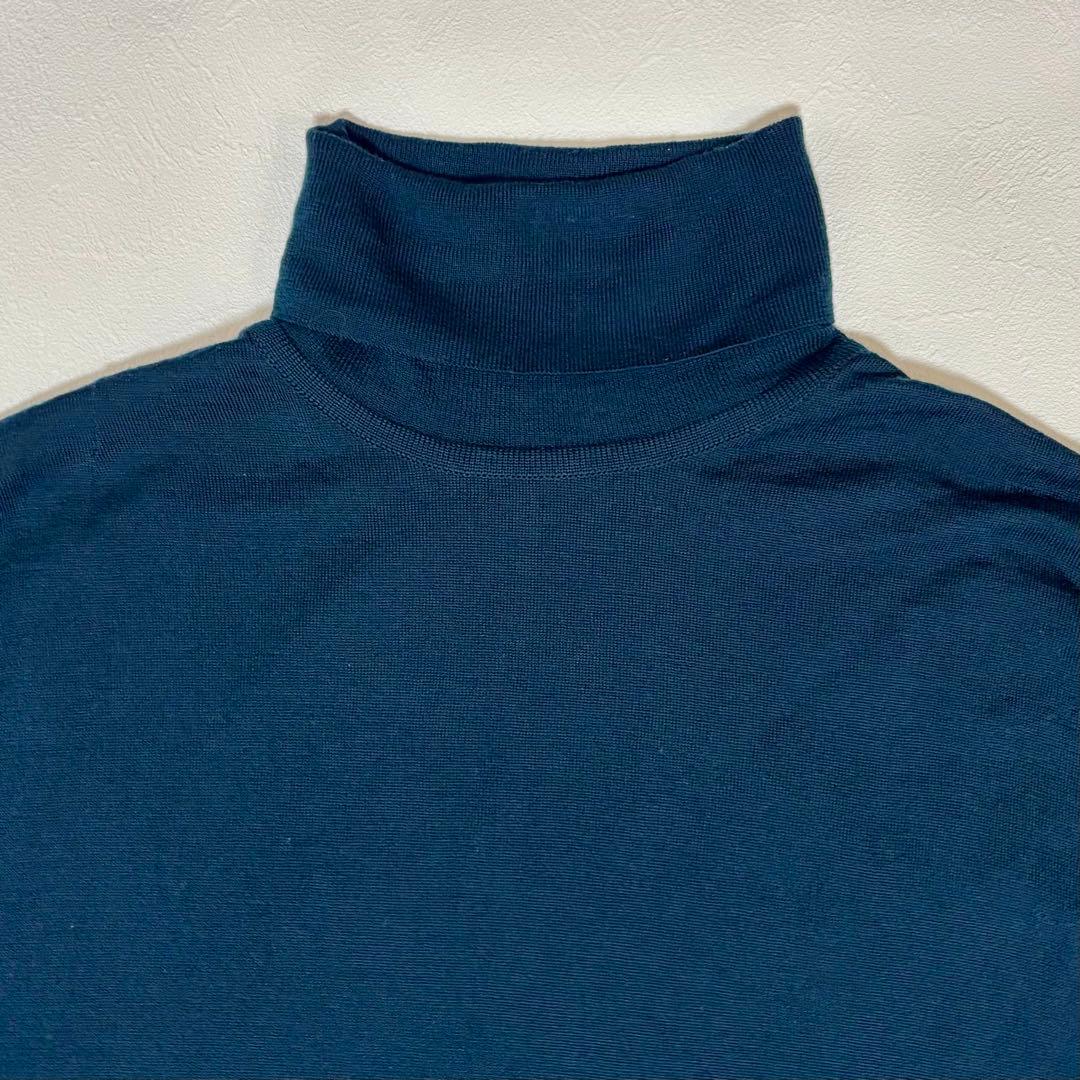 ジョンスメドレー タートルネックニット メリノウール GREEN M定価約5万円