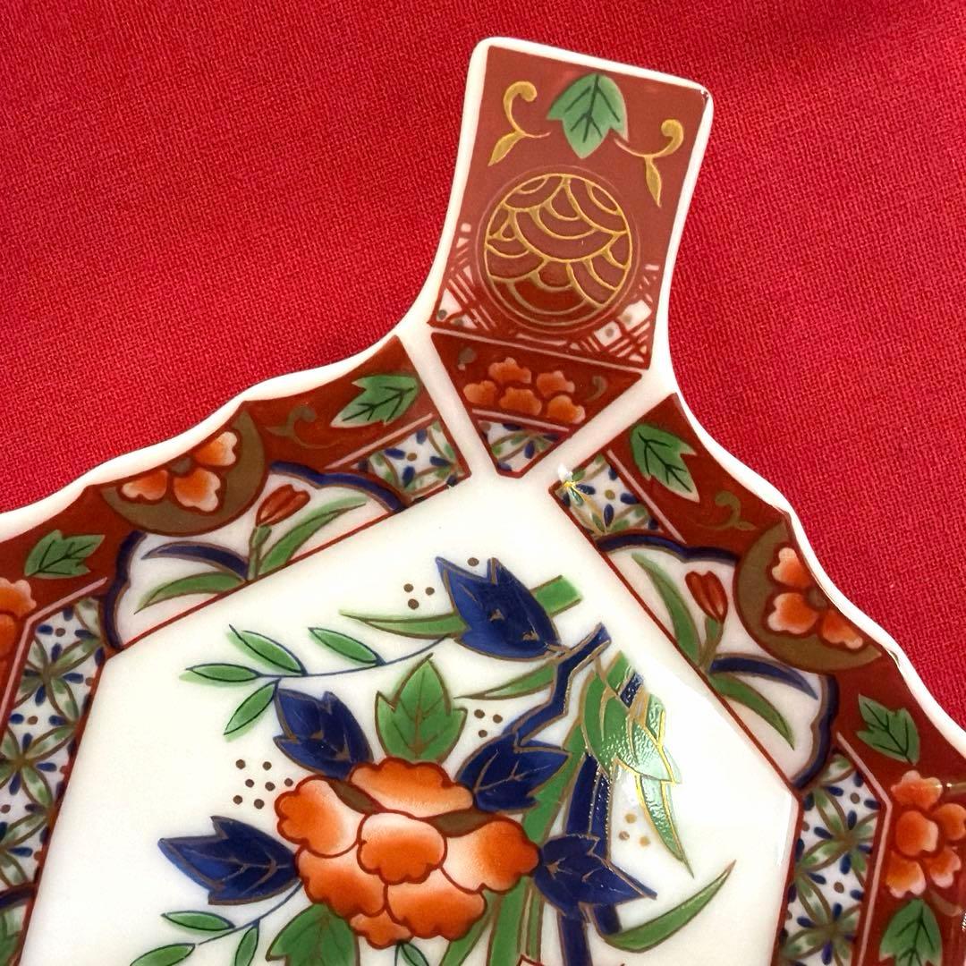 蘭子❀.*・゜ たち吉赤絵金彩角皿　庫山窯羽子板皿　No.4-24