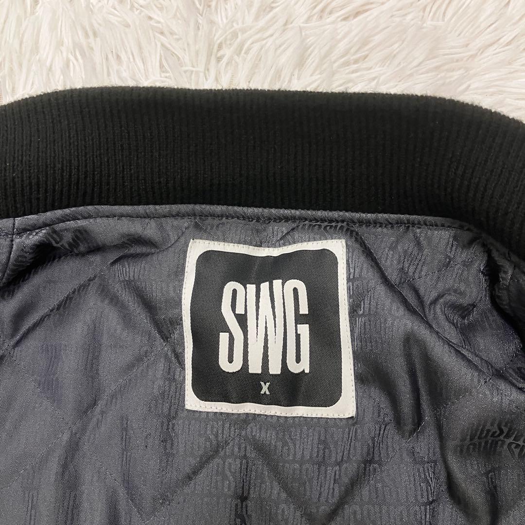 SWAGGER スワッガー 袖革スタジャン メルトンウール レザー 中綿 XL