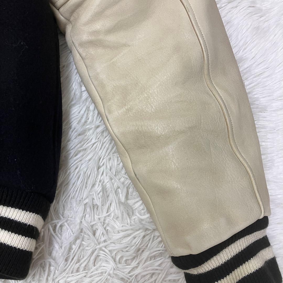 SWAGGER スワッガー 袖革スタジャン メルトンウール レザー 中綿 XL