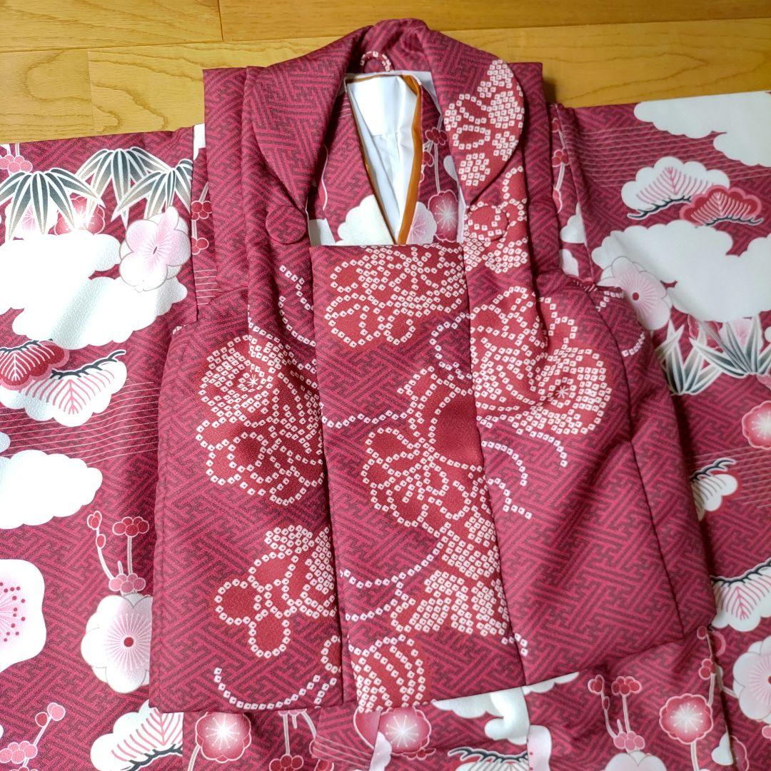 【新品】七五三３歳用被布コートセット 女の子 ひよこ商店 レトロ赤