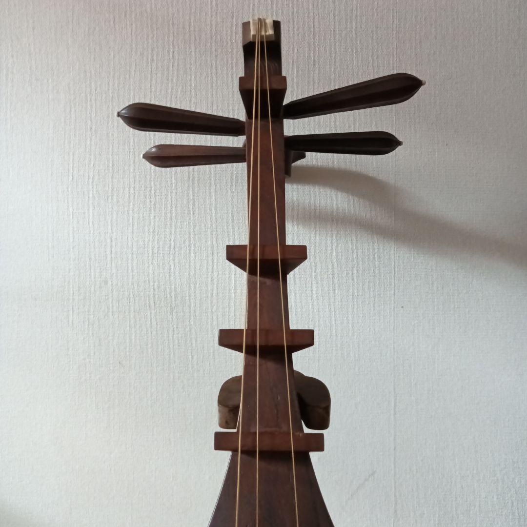 琵琶　木製 4弦 和楽器 スタンド付き