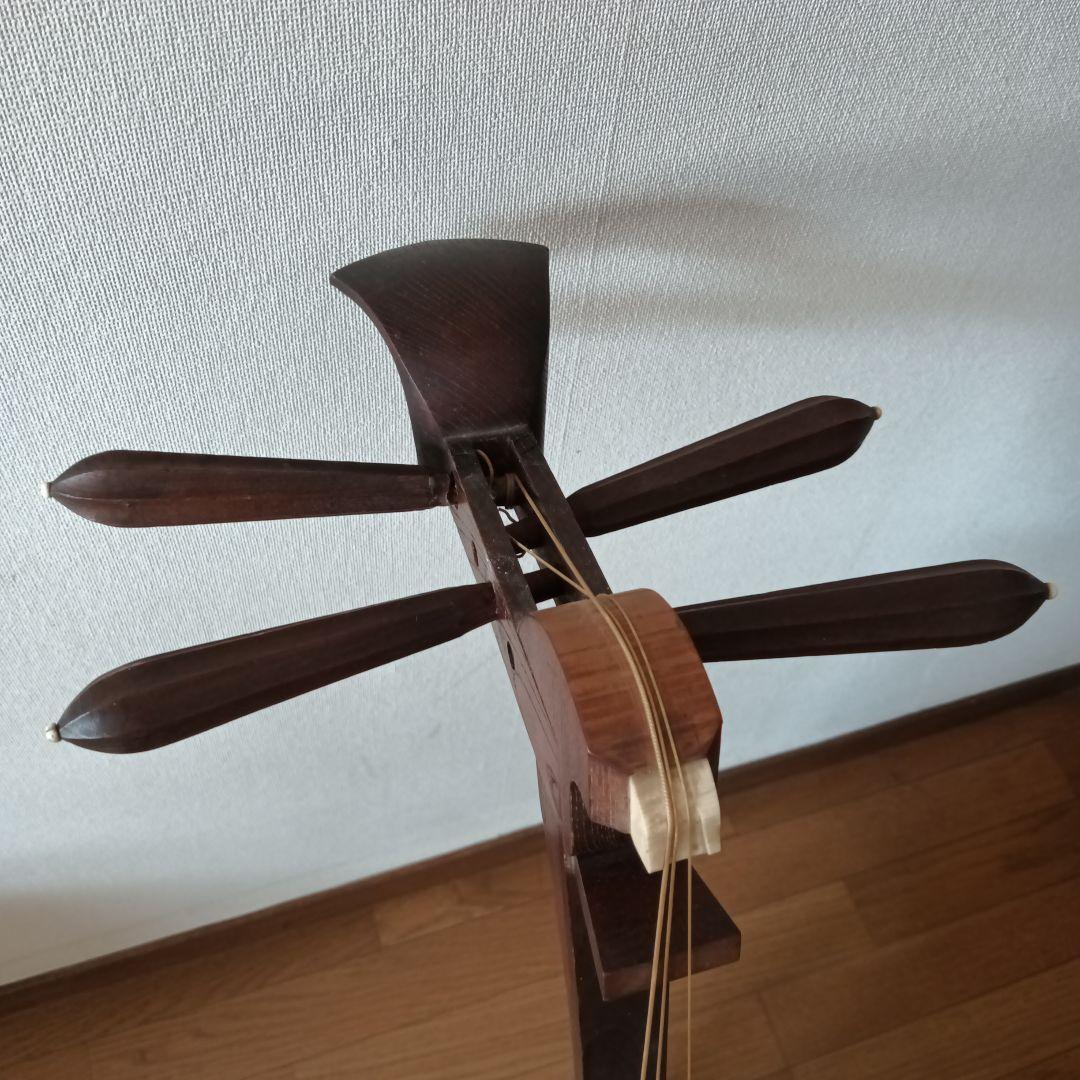 琵琶　木製 4弦 和楽器 スタンド付き