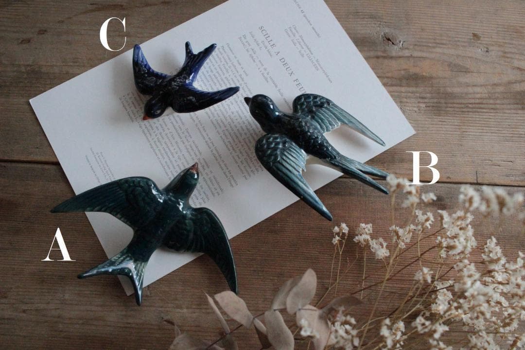 【B】陶器のツバメ/ウォールデコ フランスアンティーク