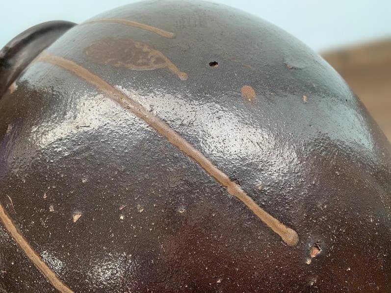 小振りで釉薬の美しい唐津焼の壷 水瓶 古民藝 古民具 甕道具