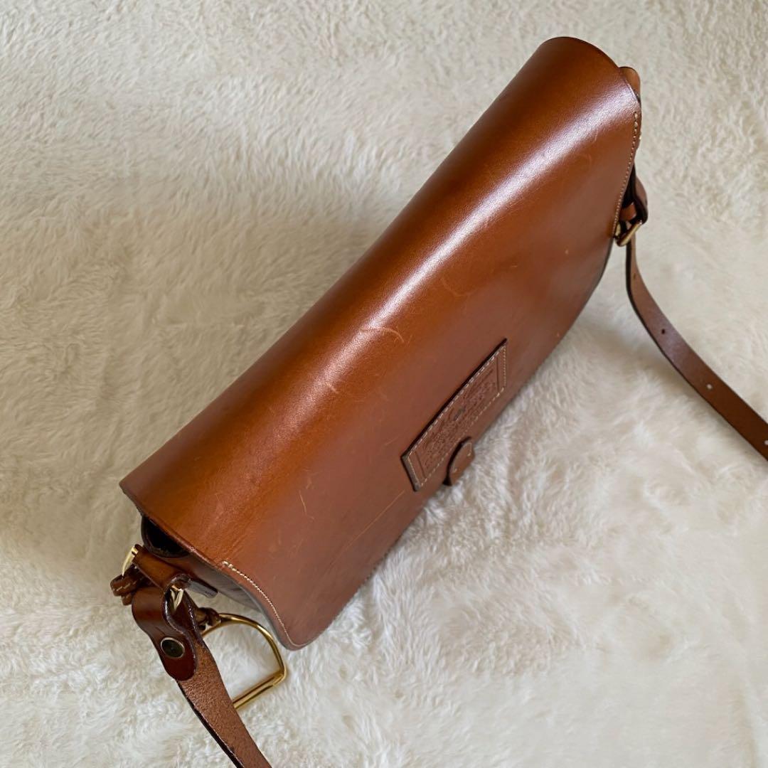 ポロラルフローレン　サドルバッグ　レザー　ショルダー　ブラウン　ロゴ　本革