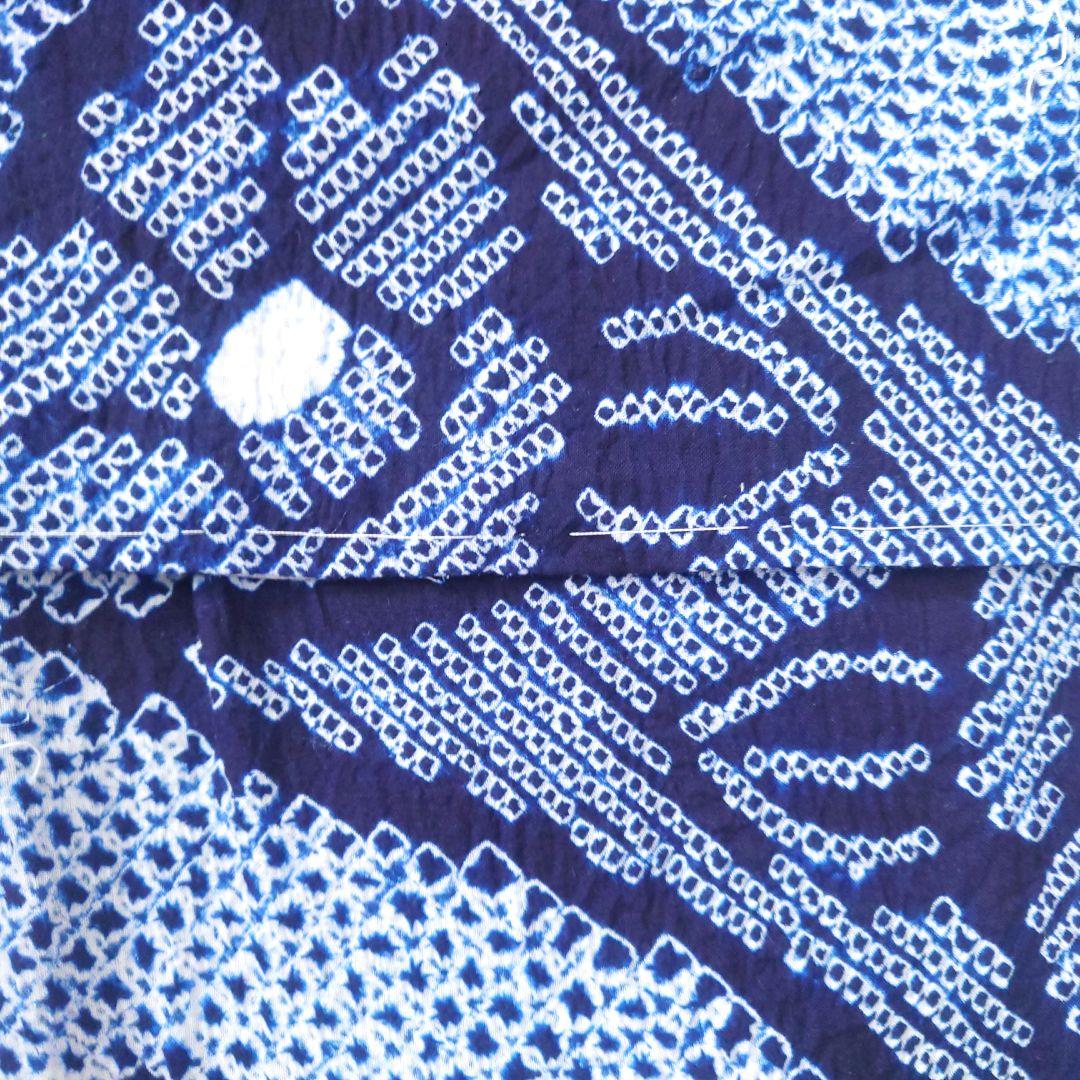 有松絞り　浴衣　椿　しつけ糸付　花