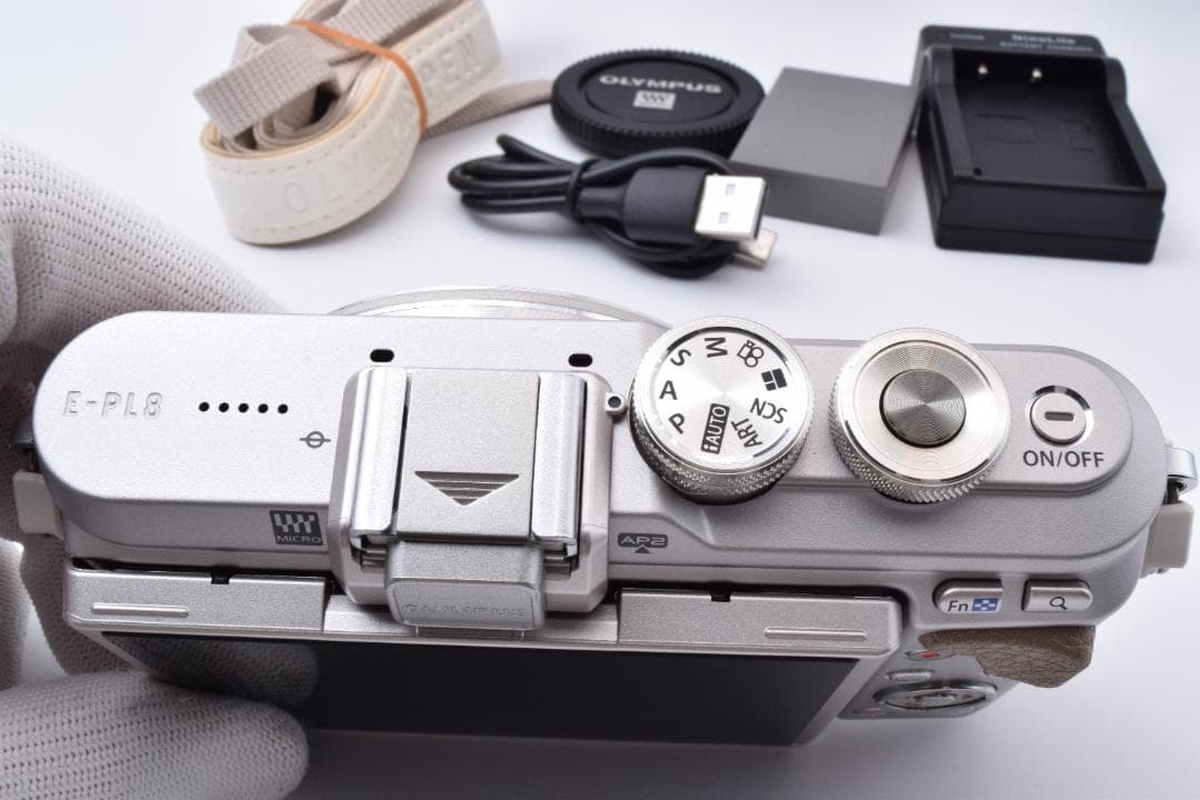 #51a ショット数230 美品 オリンパス PEN E-PL8 ボディ 充電器