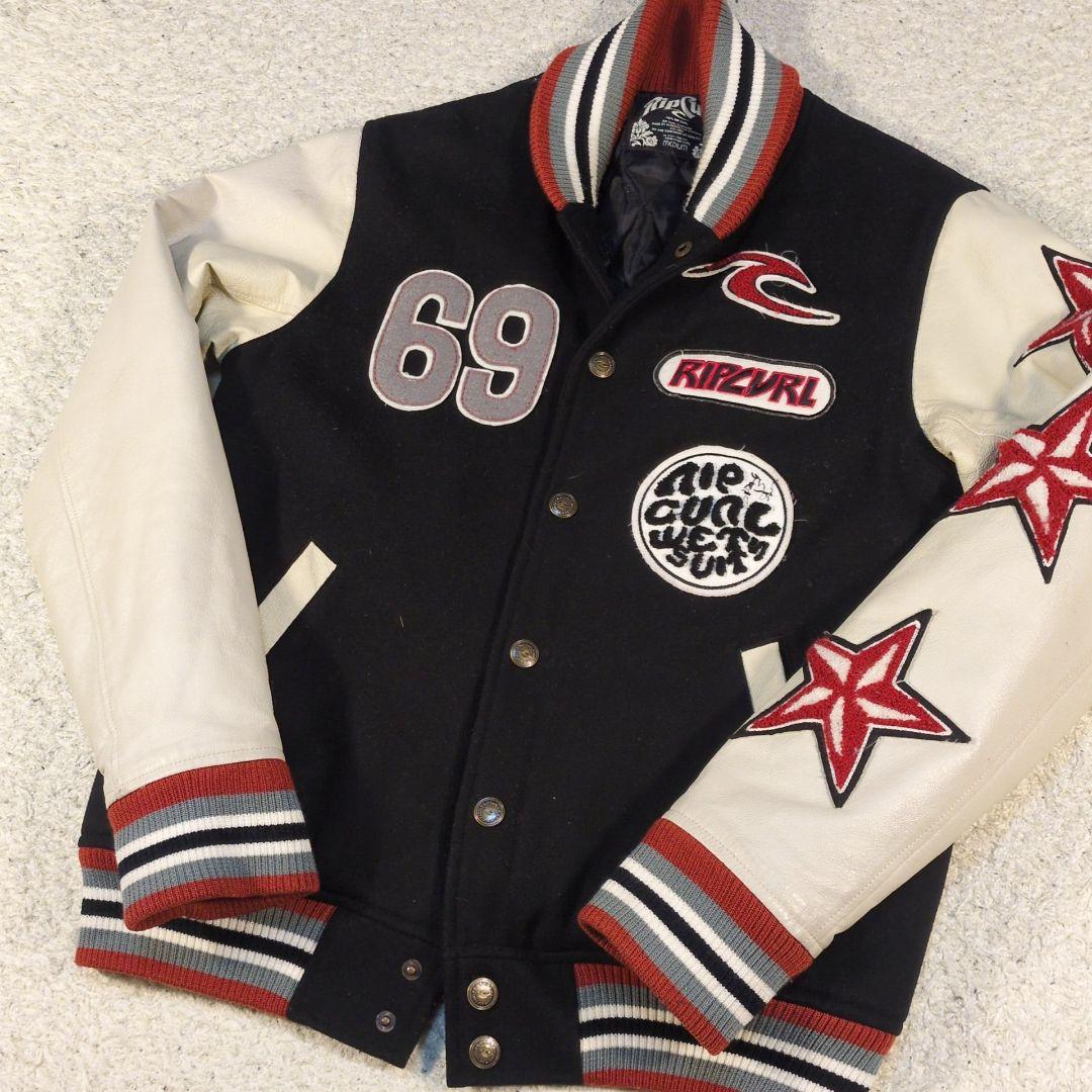 値下げ中1-42 RIPCURL スタジャン　袖レザー　ワッペン