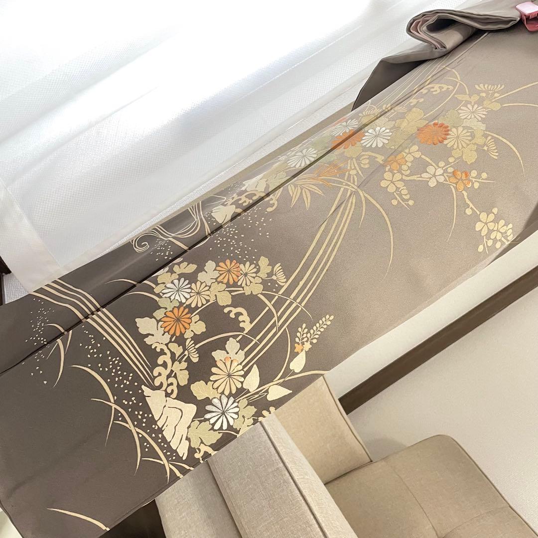 グレージュ 刺繍 4点 フルセット 訪問着 入学式 卒業式 入園式 春 秋 冬