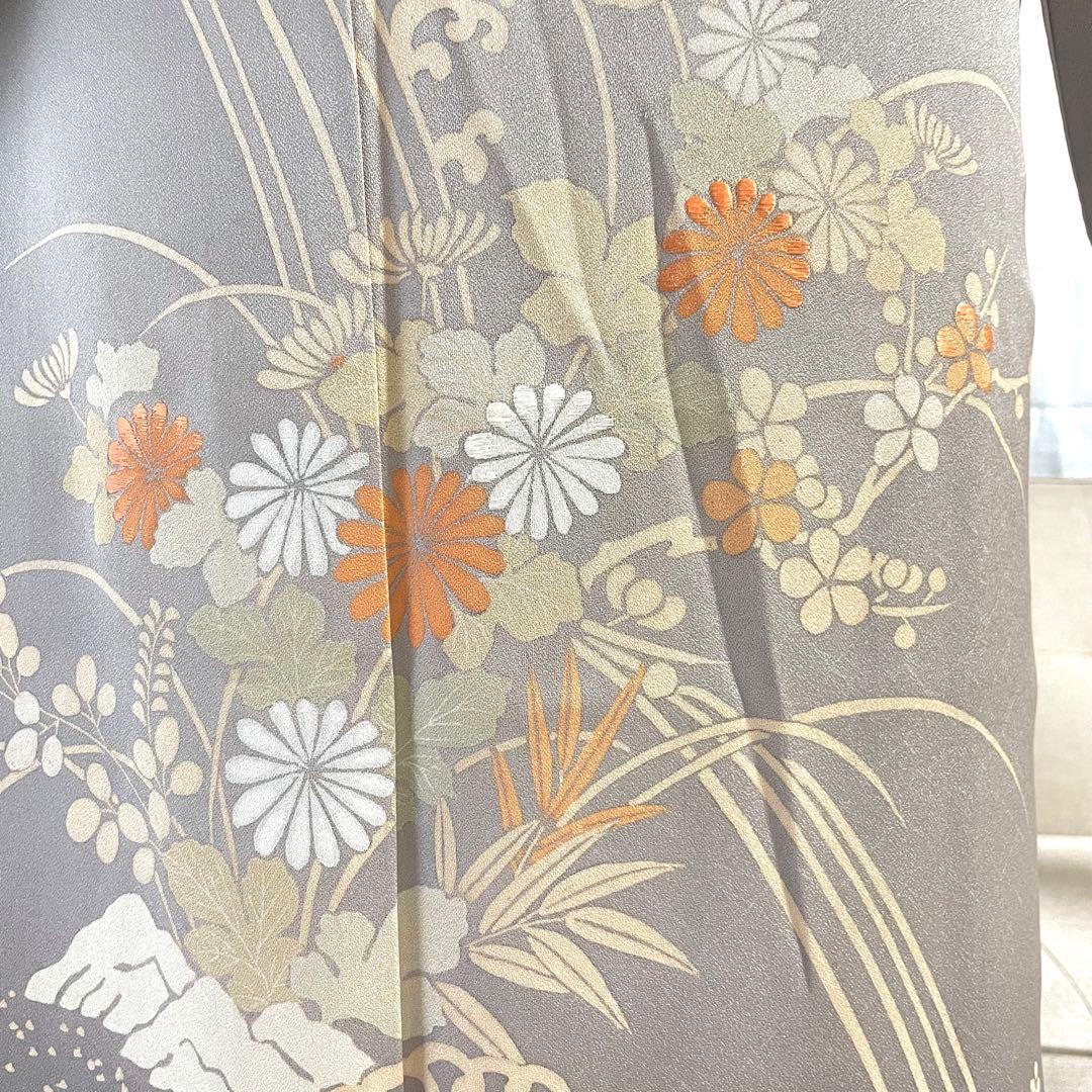 グレージュ 刺繍 4点 フルセット 訪問着 入学式 卒業式 入園式 春 秋 冬