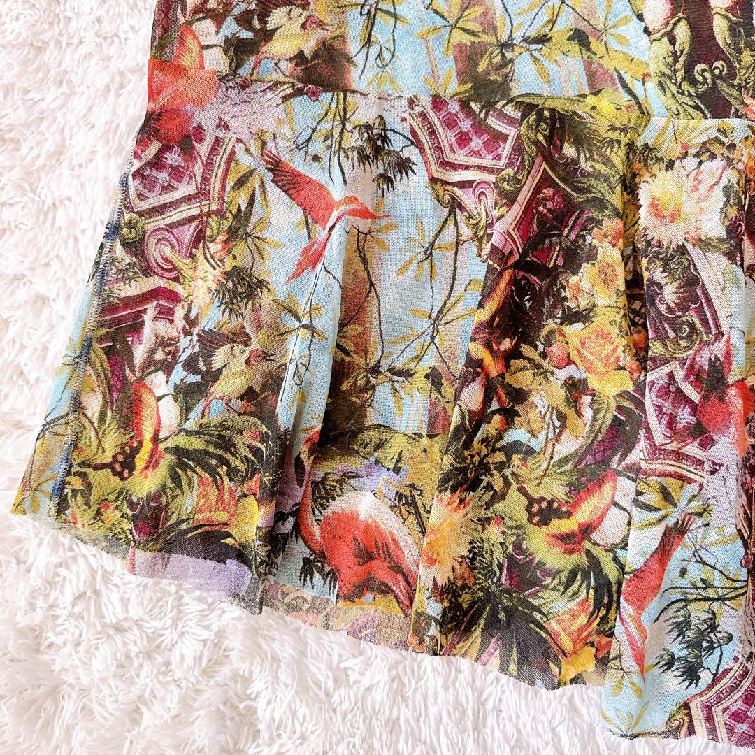 ジャンポールゴルチエ パワーネット アシンメトリースカート 楽園 トロピカル